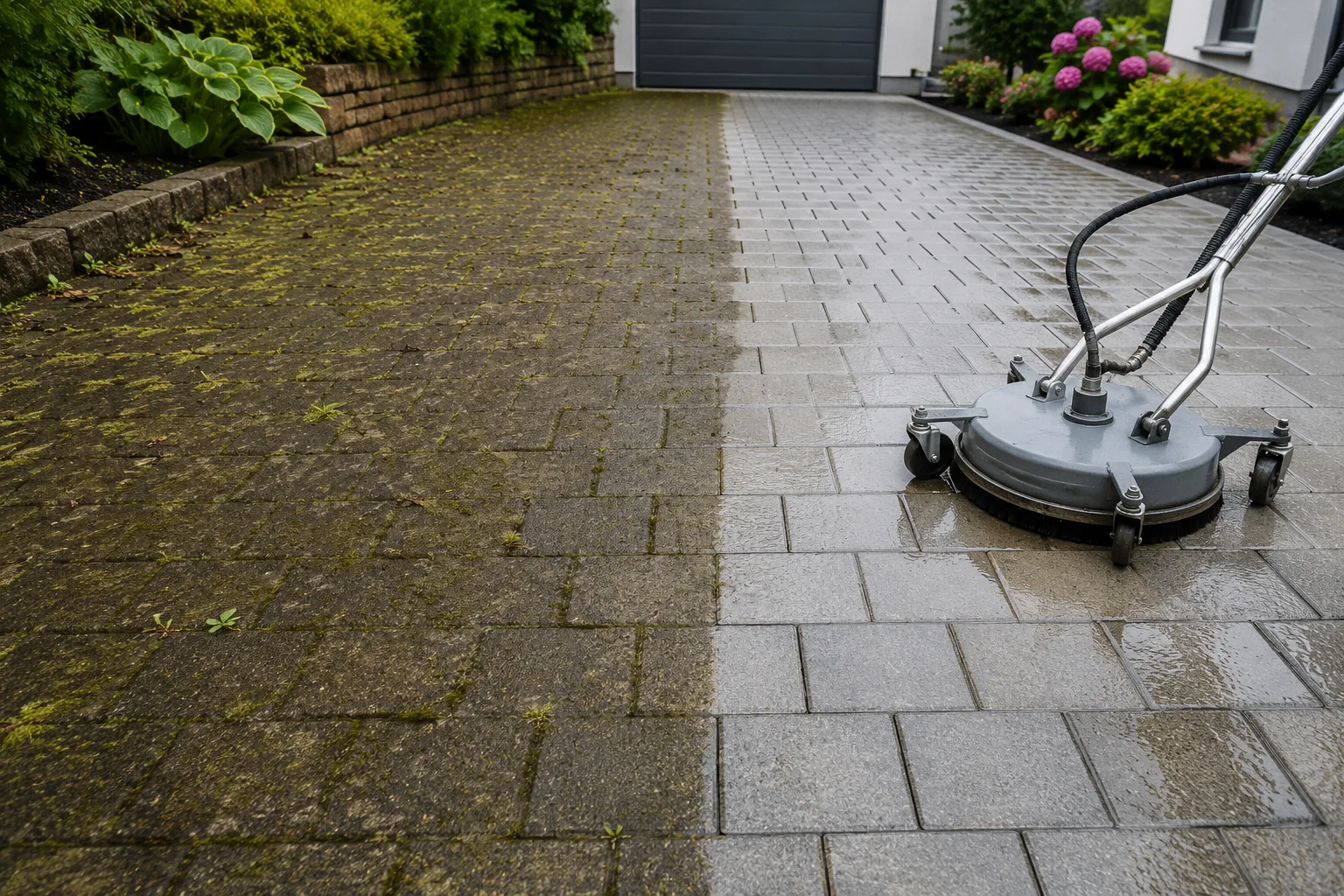 Pflasterreinigung einer Einfahrt – Kosten pro Quadratmeter und Preisfaktoren