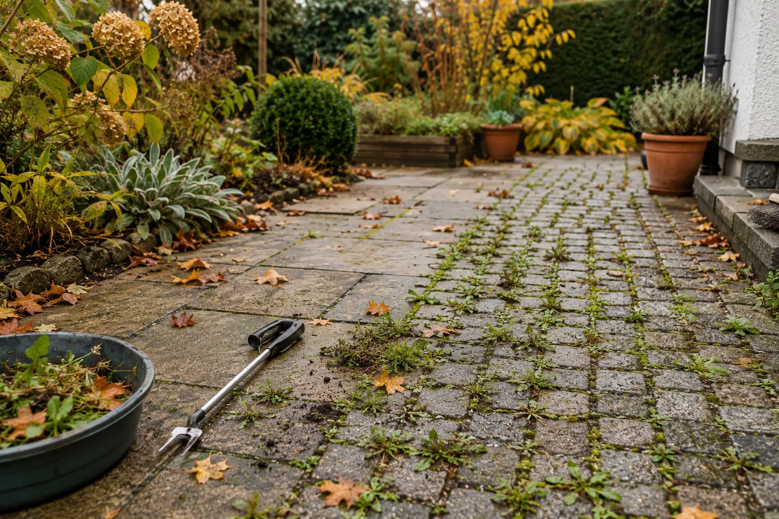 Unkraut im Herbst entfernen – Beete und Pflasterfugen vor dem Winter pflegen